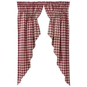 Brylanehome Buffalo Check Swag Pair, Burgundy